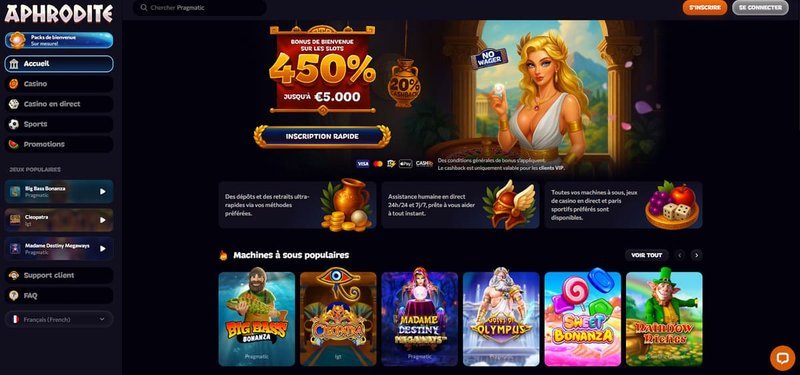 Découvrez les Offres et les Slots Sensuels de l'Aphrodite Casino en France